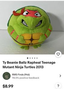 Ty Beanie Ballz Rapheal Teenage Mutant Ninja Turt