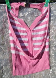 Pink Striped Halter Top