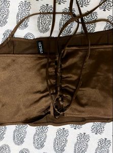 H&amp;M brown Satin top