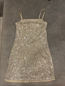 Gold Sequined Mini Dress