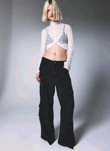 Black Wide High Cargo Jeans