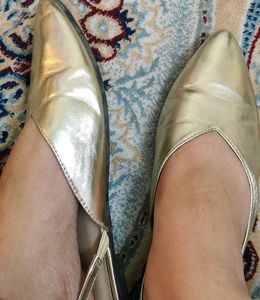 Gold Pointed Toe Flats