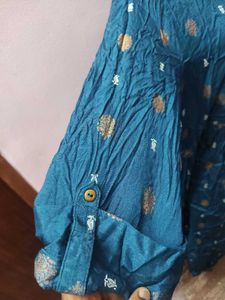 Xxl  Teal Printed A Line Kurta