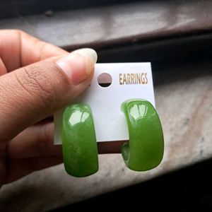 Green Hoop Earrings