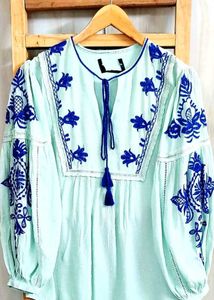 Embroidered Boho Light greenTop size-44