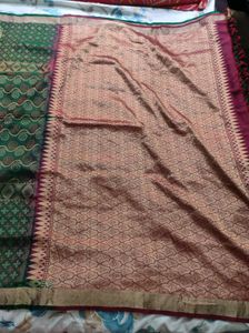Green And Maroon Pure Silk Saree