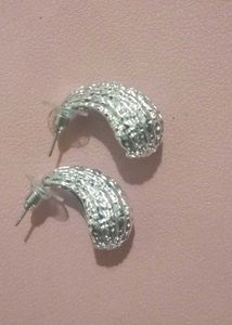 Textured Silver Hoop Earrings