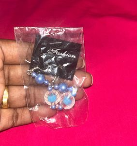 Blue Crystal And Beeds Earrings- Hook Type - Trendy - Latest