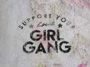 (1200)Lace &#39;Girl Gang&#39; Tee