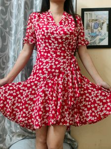 Red floral dress