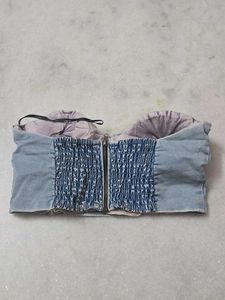 Denim Bustier Crop Top