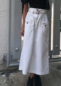 White Cargo Midi Skirt
