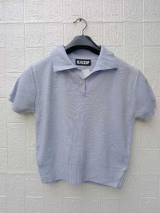 New with tag Pinterest Korean Cute Blue Polo Top