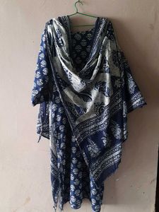 Elegant Blue Printed Kurta Set