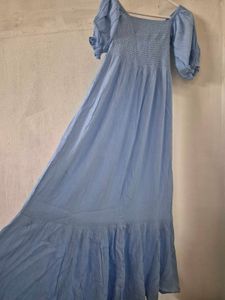 Blue Smocked Maxi Dress