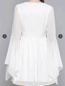 White Boho Sleeves Skater Dress
