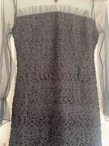Womens Black One Piece With Stylish Neck Pattern