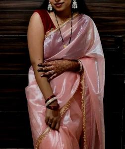 New Nylon Silk Saree With Velvet Blouse Piece