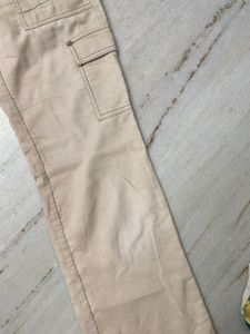 Beige Corduroy Cargo Pants