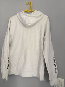 White Hoodie with Sleeve Print