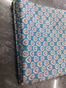 Blue Printed Cotton Fabric 1.90 Mtr