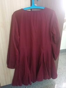 Maroon Button-Down Tunic Top