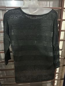 Striped long sleeve sheer top