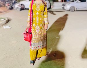 Mastard Heavy Embroidery Suit Set