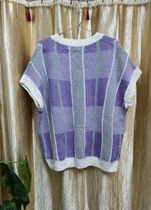 Lavender Checkered Knit Vest