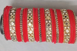 2 Dozen Red Velvet With Silver Metal Bangle Set