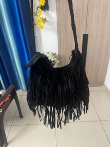 Black Fringed Bag