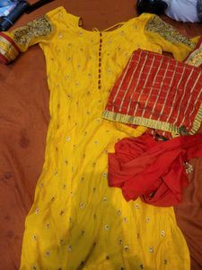 Yellow Embroidered Kurta Set only for 1000