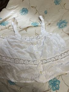 White Lace Trim Top