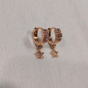 Rose Gold Star Drop Earrings