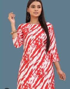 Red &amp; White Print Dress