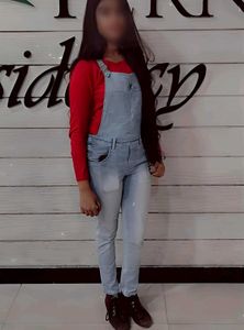 Girl&#39;s Denim Overall Short T-shirt