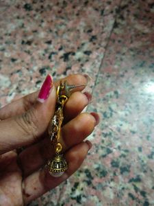 Antique Gold Jhumka Earrings with Pearl Drop