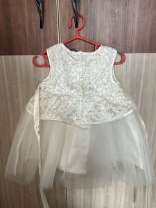 Frill Party Wear White Baby Girl Frock