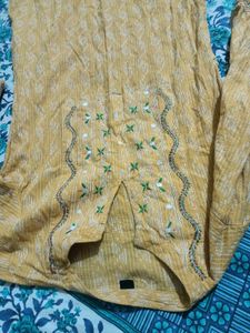 Yellow Embroidered Kurta