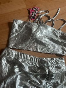 Metallic Silver Party Co Ord Set