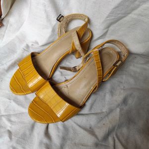 Mustard Yellow Block Heels