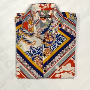 Multicoloured Floral Half Sleeve Shirt Chest 34 In