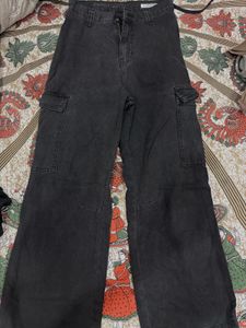 Wide Leg Cargo Pants (carbon black)