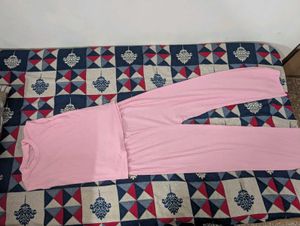 Pink Ribbed Lounge Set