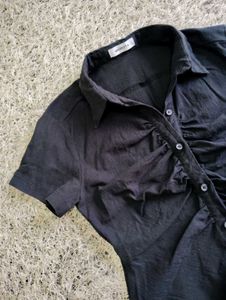 Ruched Button-Down Top