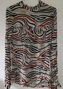 Zebra Print Ruffle Blouse