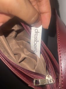 Burgundy Sling Bag with Pearl Detail