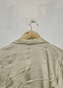 Trendy New Ruffled Satin Button-Up