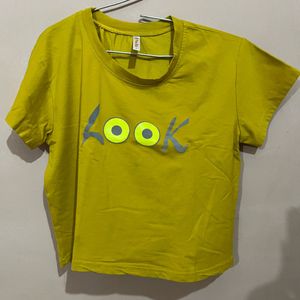 Yellow Graphic Crop Top