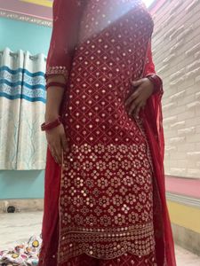 Red Sharara Suit